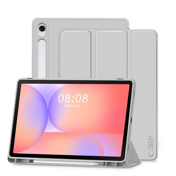 Case Sc Pen for Samsung Tab S9 11.0 / S9 FE / S10 FE / S10 Lite 10.9 X710 / X716B / X510 / X516B / X520 / X526 / X400 / X406B, grey, Tech-Protect