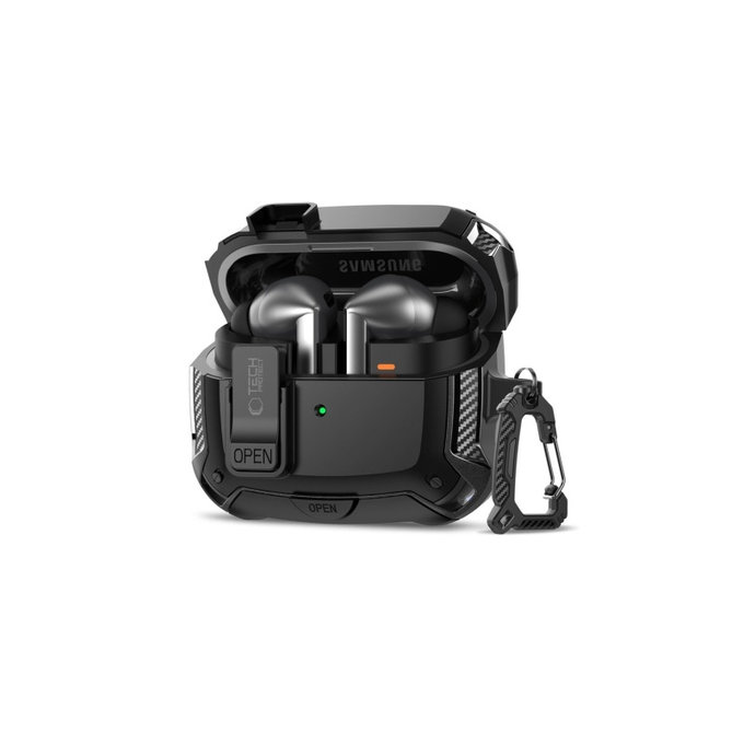 Earbuds case Carbonox MagSafe for Samsung Buds 3 / 3 FE / 3 Pro, black, Tech-Protect