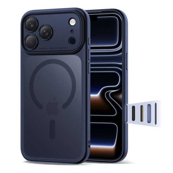 Case MagPeak MagSafe CC for iPhone 17 Pro, Matte Deep Blue, Tech-Protect