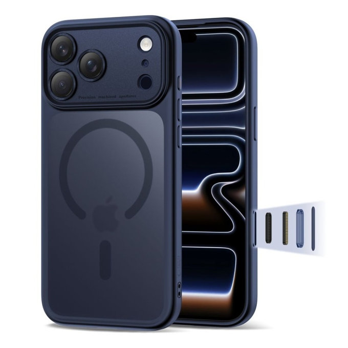 Case MagPeak MagSafe CC for iPhone 17 Pro, Matte Deep Blue, Tech-Protect