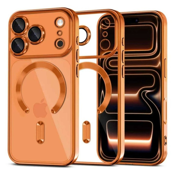 Case MagFlex MagSafe for iPhone 17 Pro, Shiny Cosmic Orange, Tech-Protect