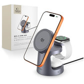 Wireless charger A48 3IN1 Magnetic MagSafe 25W Qi2.2, Dark Grey, Tech-Protect