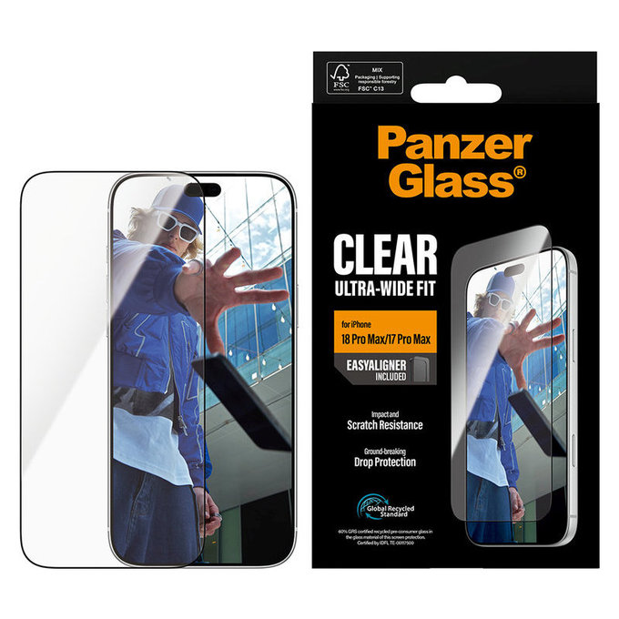 Tempered Glass UWF with Applicator for iPhone 18 Pro Max/17 Pro Max, Black, PanzerGlass