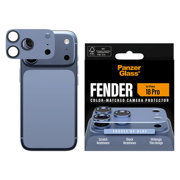 Fender Camera Lens Protector for iPhone 18 Pro, Italian Blue, PanzerGlass