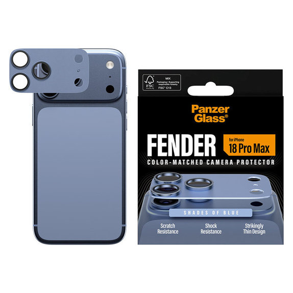 Fender Camera Lens Protector for iPhone 18 Pro Max, Italian Blue, PanzerGlass