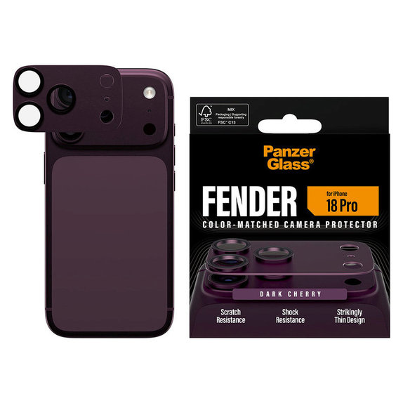 Fender Camera Lens Protector for iPhone 18 Pro, Dark Cherry, PanzerGlass