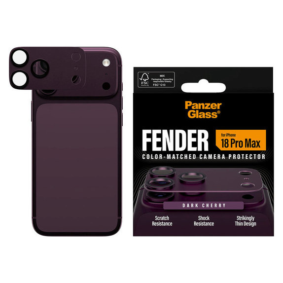 Fender Camera Lens Protector for iPhone 18 Pro Max, Dark Cherry, PanzerGlass