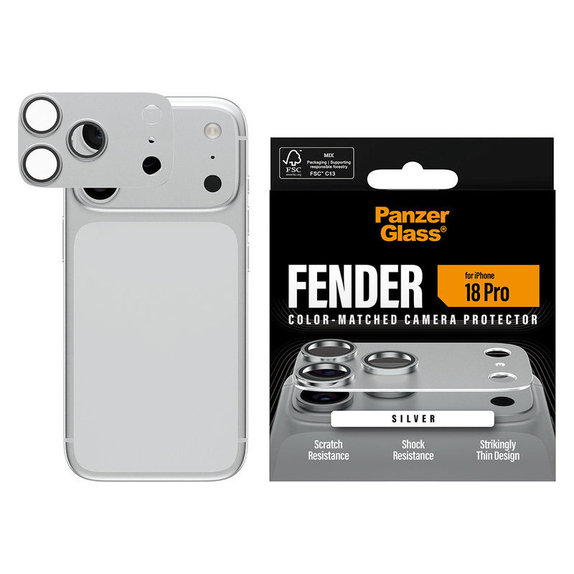 Fender Camera Lens Protector for iPhone 18 Pro, Silver, PanzerGlass
