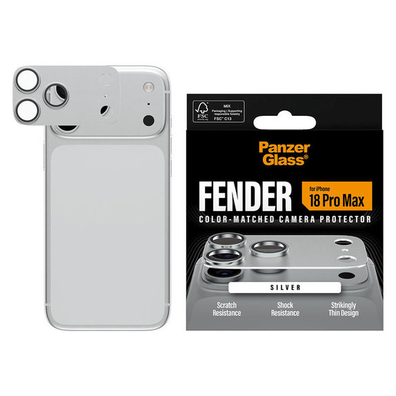 Fender Camera Lens Protector for iPhone 18 Pro Max, Silver, PanzerGlass