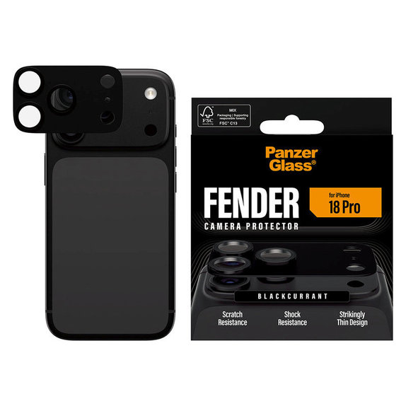 Fender Camera Lens Protector for iPhone 18 Pro, Black Currant Currant, PanzerGlass