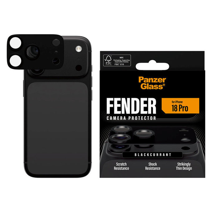 Fender Camera Lens Protector for iPhone 18 Pro, Black Currant Currant, PanzerGlass