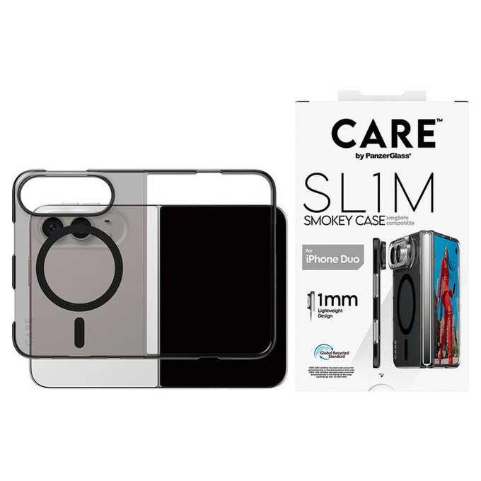 SL1M Smokey Case with Black MagSafe for iPhone Duo, PanzerGlass