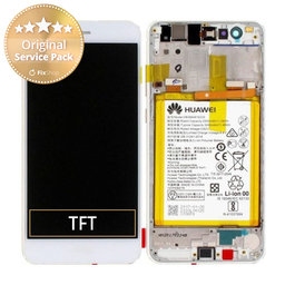 Huawei P10 Lite - LCD Display + Touch Screen + Frame + Battery (Pearl White) - 02351FSC, 02351FSB Genuine Service Pack