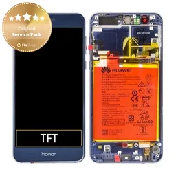 Huawei Honor 8 - LCD Display + Touch Screen + Frame + Battery (Sapphire Blue) - 02350USN, 02350USM Genuine Service Pack