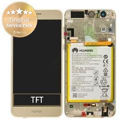 Huawei Honor 8 - LCD Display + Touch Screen + Frame + Battery (Gold) - 02350USE, 02350VBF Genuine Service Pack