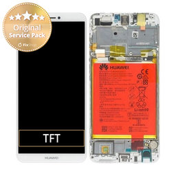 Huawei P Smart FIG-L31 - LCD Display + Touch Screen + Frame + Battery (White) - 02351SVE, 02351SVL Genuine Service Pack