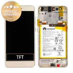 Huawei P10 Lite - LCD Display + Touch Screen + Frame + Battery (Platinum Gold) - 02351FSN Genuine Service Pack