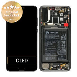 Huawei P20 Pro CLT-L29, CLT-L09 - LCD Display + Touch Screen + Frame + Battery (Black) - 02351WQK Genuine Service Pack