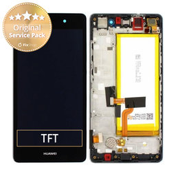 Huawei P8 Lite ALE-L21 - LCD Display + Touch Screen + Frame + Battery (Black) - 02350KCW, 02350KCC, 02350KCB, 02350JVD Genuine Service Pack