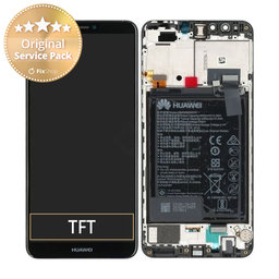 Huawei Y9 (2018) - LCD Display + Touch Screen + Frame + Battery (Black) - 02351VFR, 02351VFS Genuine Service Pack