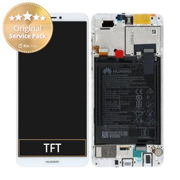 Huawei Y9 (2018) - LCD Display + Touch Screen + Frame + Battery (White) - 02351VFU Genuine Service Pack