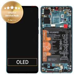 Huawei P30 - LCD Display + Touch Screen + Frame + Battery (Aurora Blue) - 02352NLN, 02354HRH Genuine Service Pack