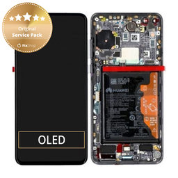 Huawei P40 - LCD Display + Touch Screen + Frame + Battery + Fingerprint Sensor (Black) - 02353MFA Genuine Service Pack
