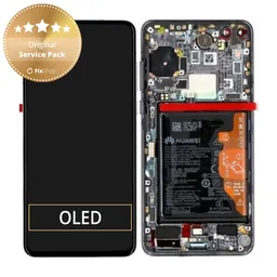 Huawei P40 - LCD Display + Touch Screen + Frame + Battery + Fingerprint Sensor (Black) - 02353MFA Genuine Service Pack