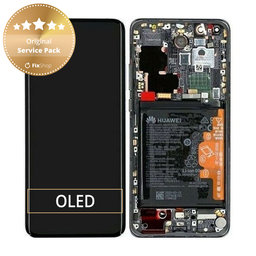 Huawei P40 Pro - LCD Display + Touch Screen + Frame + Battery + Fingerprint Sensor (Black) - 02353PJG Genuine Service Pack