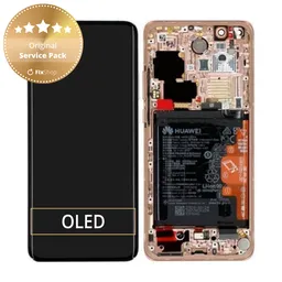 Huawei P40 Pro - LCD Display + Touch Screen + Frame + Battery + Fingerprint Sensor (Blush Gold) - 02353PJL Genuine Service Pack