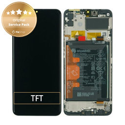 Huawei Y6p, Honor 9A - LCD Display + Touch Screen + Frame + Battery (Black) - 02353LKV Genuine Service Pack