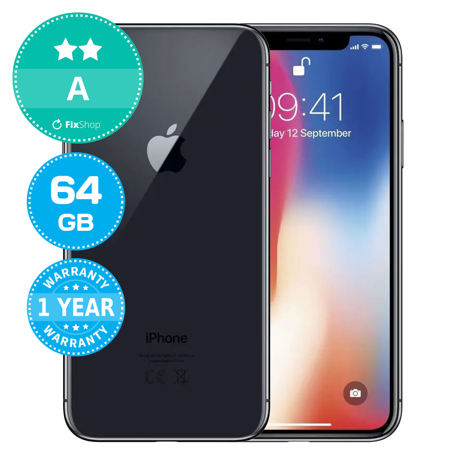 Apple iPhone X Space Gray 64GB A Refurbished | FixShop