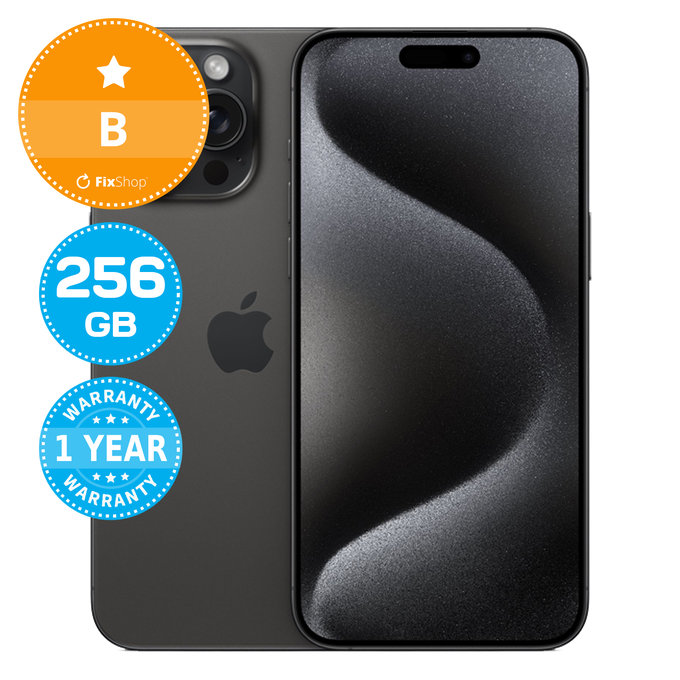 Apple iPhone 15 Pro Max Black Titanium 256GB B Refurbished