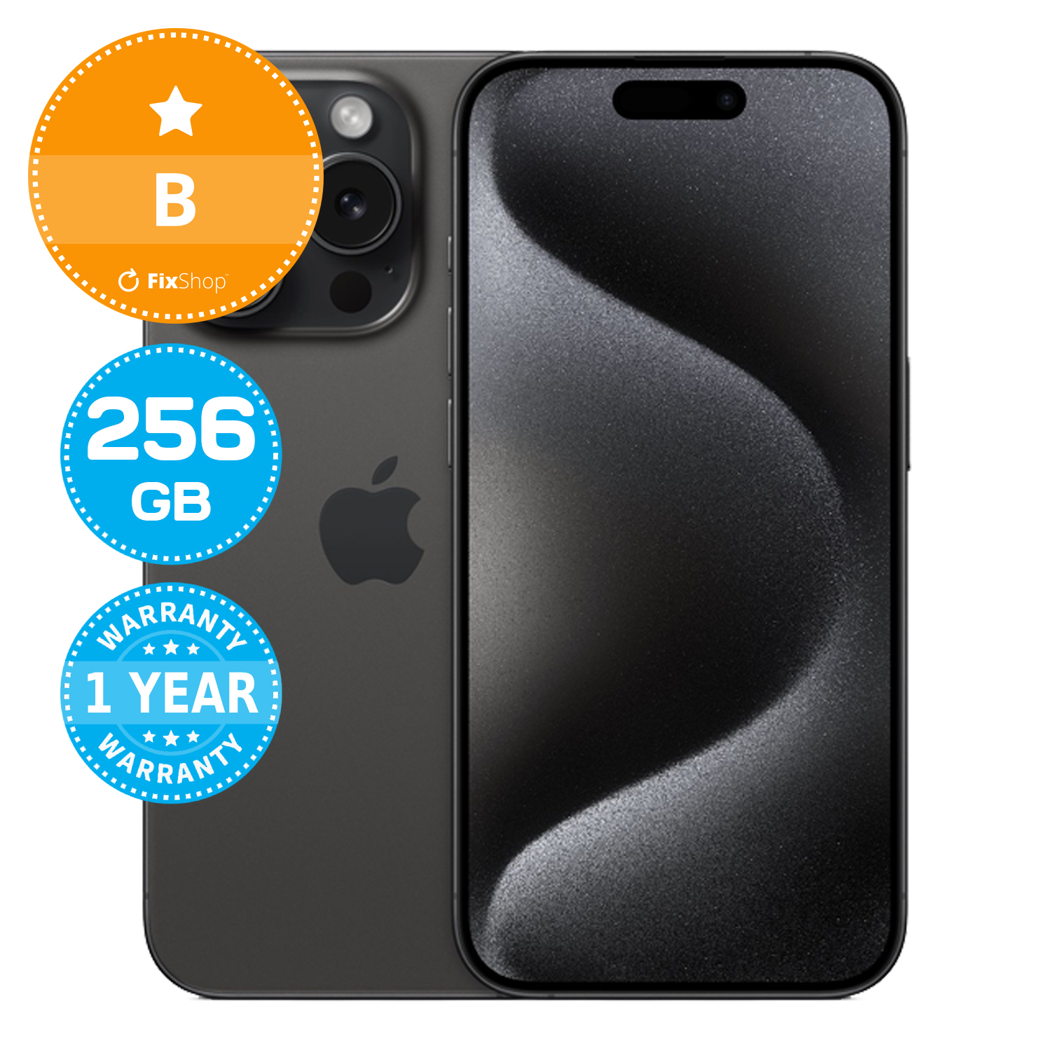 Apple iPhone 15 Pro Black Titanium 256GB B Refurbished | FixShop