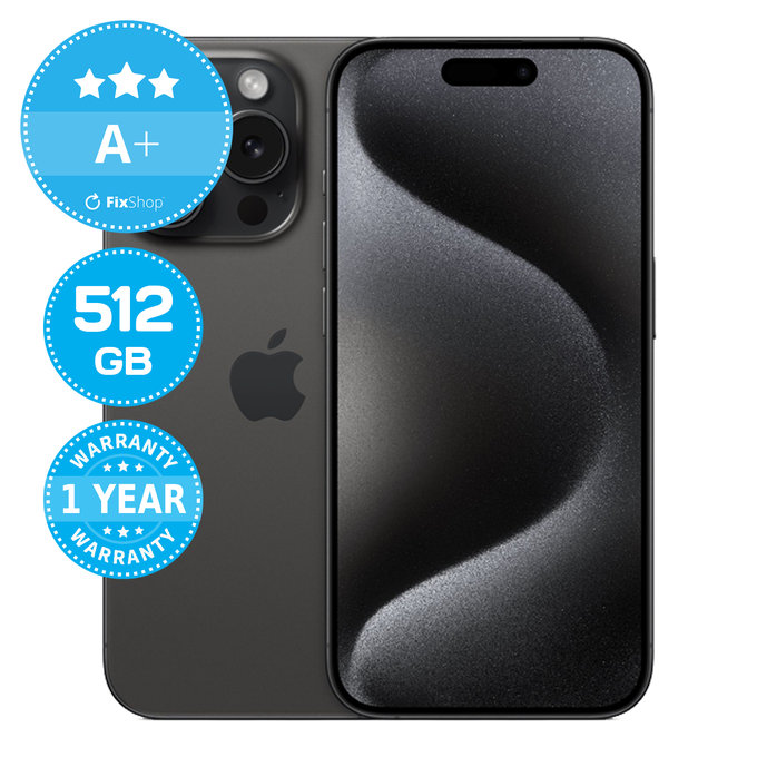 Apple iPhone 15 Pro Black Titanium 512GB A+ Refurbished