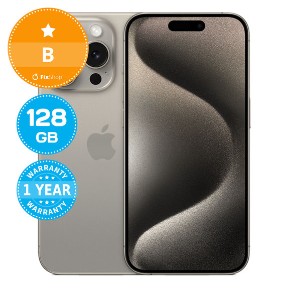 Apple iPhone 15 Pro Natural Titanium 128GB B Refurbished