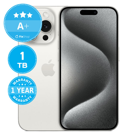Apple iPhone 15 Pro White Titanium 1TB A+ Refurbished