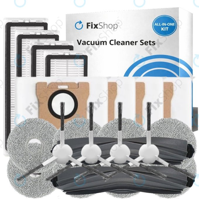 Replacement set for Xiaomi Dreame L10s Ultra, Xiaomi Dreame L10s Pro (2x Main brush, 4x Filter, 4x Side brush, 8x Mop cloth, 4x Dust bag)