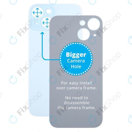 Apple iPhone 15 - Rear Housing Glass with Bigger Camera Hole (Blue)