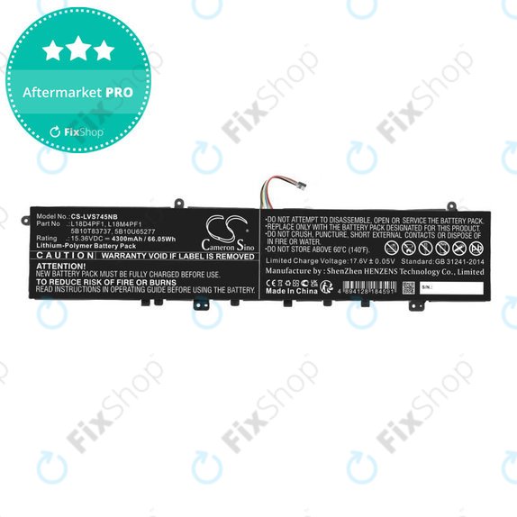 Battery for Lenovo Yoga, 4300mAh, Li-Pol, 15.36V, L18D4PF1, HQ