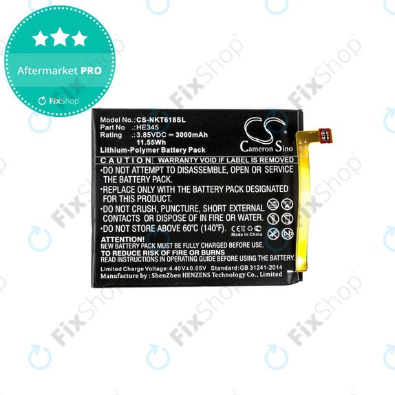 Battery for Nokia 6.1, 3000mAh, Li-Pol, 3.85 V, HE345, HQ