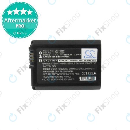 Sony Alpha-series, DLSR-series, ILCE-series, NEX-series, SLT-series - Battery NP-FW50 Li-Ion 1080mAh HQ