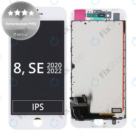 Apple iPhone 8, SE (2020), SE (2022) - LCD Display + Touch Screen + Frame (White) Refurbished PRO