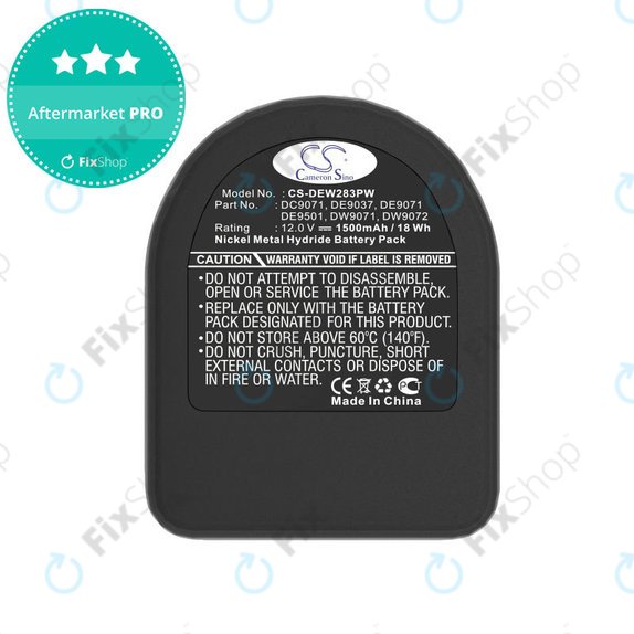 Battery for Dewalt DCD940B2, DCD910KX, 1500mAh, Ni-MH, 12V, DC9071, DE9074, HQ