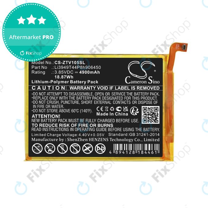Battery for ZTE Blade V Smart, V30 Vita, 4900mAh, Li-Pol, 3.85V, Li3949T44P8h906450, HQ