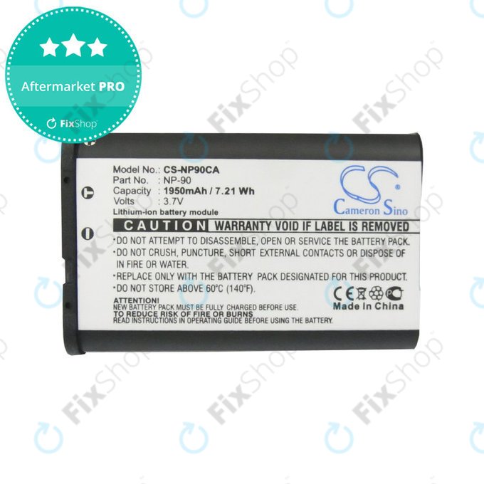 Battery for Casio Exilim EX-H10, EX-FH100, EX-H15, EX-Z2000, EX-H20G, 1950mAh, Li-Ion, 3.7V, NP-90, HQ