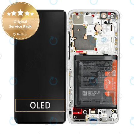 Huawei P40 Pro Plus - LCD Display + Touch Screen + Frame + Battery (White Ceramic) - 02353RBJ Genuine Service Pack