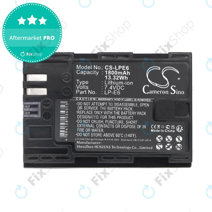 Battery for Canon EOS 60D, 5D Mk II, 7D, 1800mAh, Li-Ion, 7.4V, LP-E6, HQ