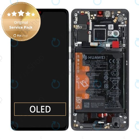 Huawei P30 - LCD Display + Touch Screen + Frame + Battery (Black) - 02354HLT Genuine Service Pack