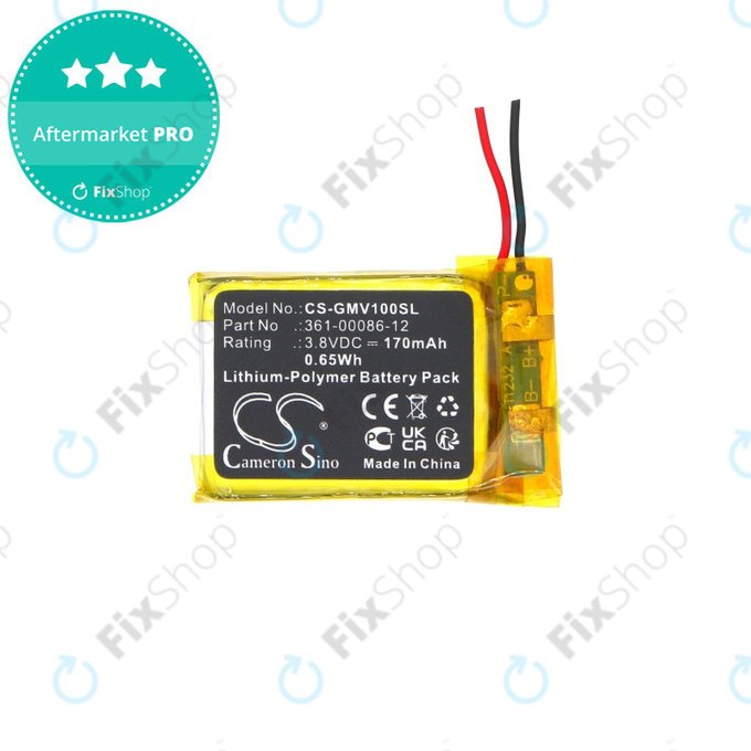Battery for Garmin Femix 6s Pro, Venu, 170mAh, Li-Pol, 3.8V, 361-00086-12, HQ